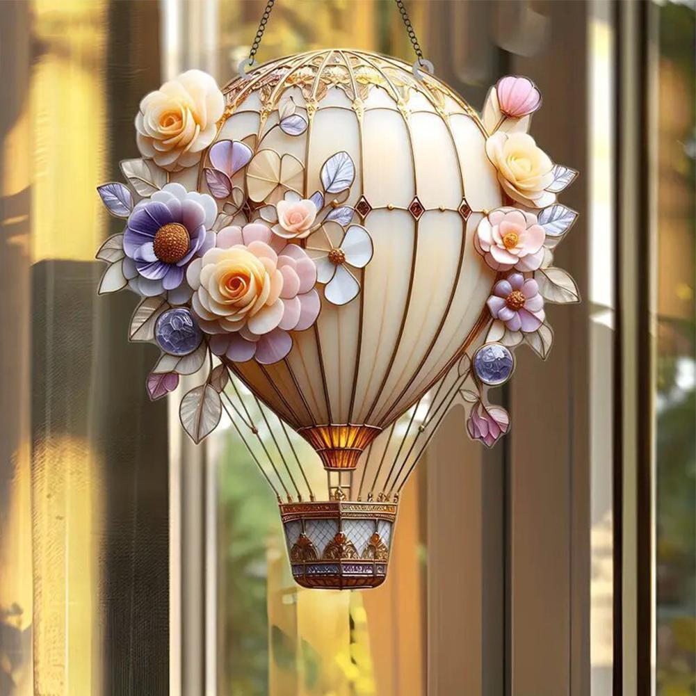 Hot Air Balloon Sun Catcher 2D Acrylic Pendant Home Modern Hanging Decoration Bedroom Living Room Retro Wall Decoration Pendant