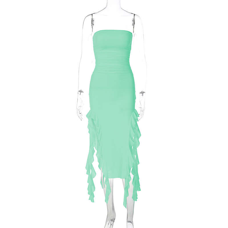 Spicy girl dress Women's Clothing Bra skirt Summer Sense of design Irregular Dress Sleeveless