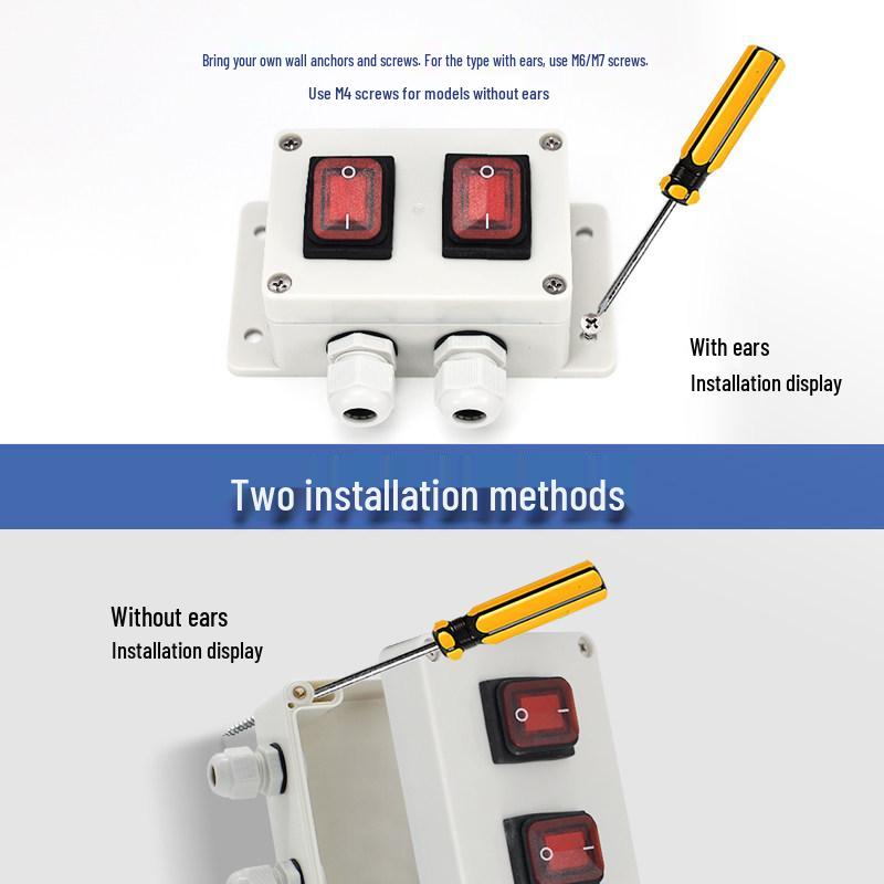 Engineering Plastic Waterproof Rocker Switch with Light, SPST/DPST/3PST, 2-Position Indoor/Outdoor Surface Mount Box