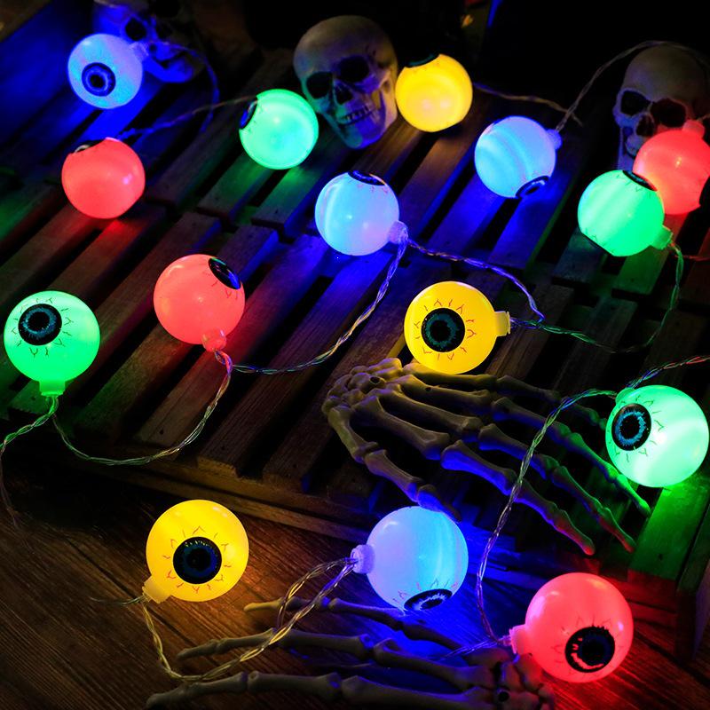 Halloween LED Ghost Eyeball String Lights, Battery & USB Operated, Perfect for Bar, Party, or Haunted House Decor