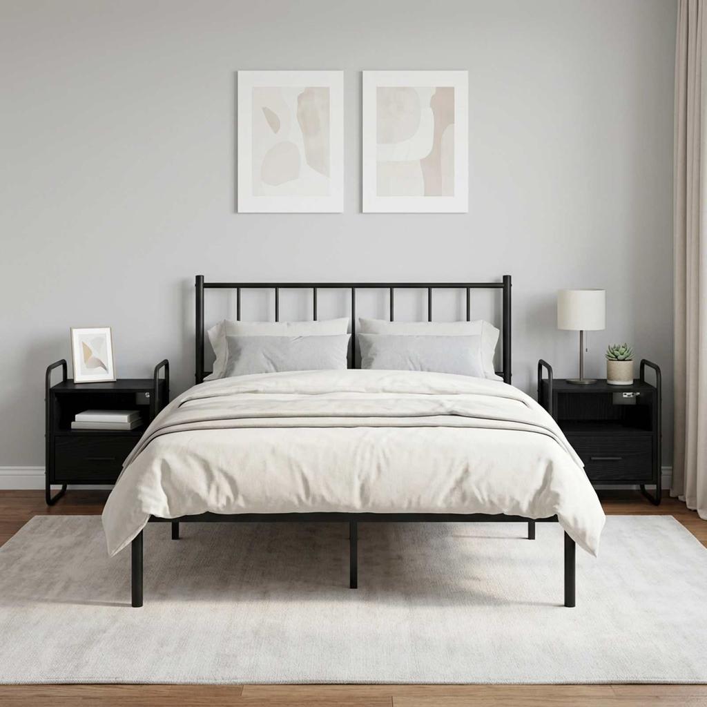 Floating Nightstand 2 Pcs Black Oak Effect