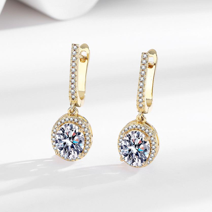 925 Sterling Silver Fashion Light Luxury Luxury Egg-shaped Zircon Ear Buckle Birthday Party Anniversary Gift Daily Wear