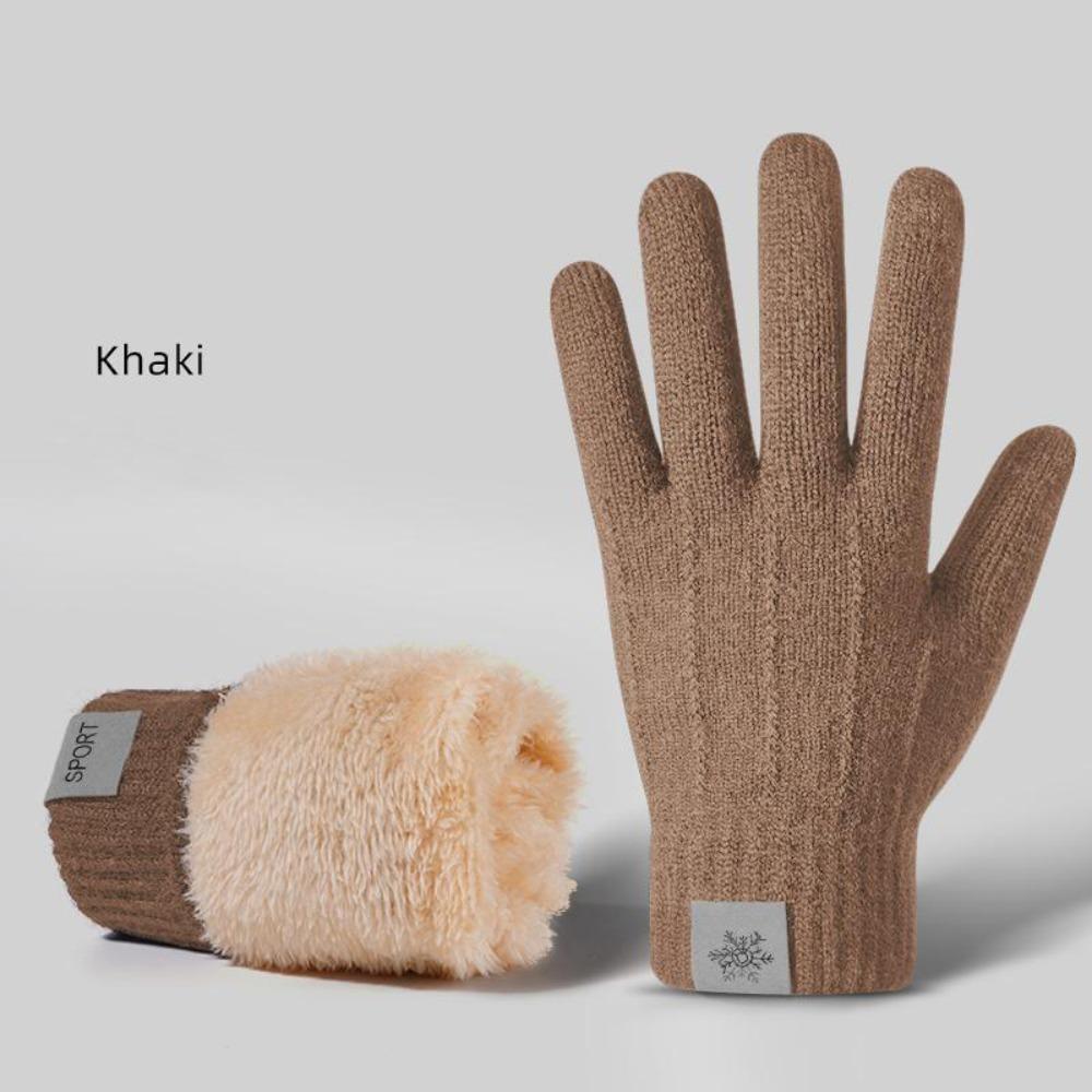 

Touchable Screen Winter Gloves Knitted Skiing Gloves New Full Finger Gloves Women Men хаки