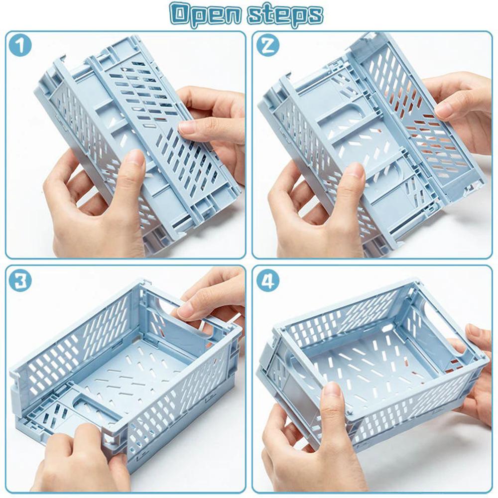 1/4PCS Plastic Folding Storage Box Student Desktop Organizer Hand Account Tape Stationery Basket Office Supply Container Drawers