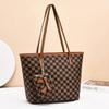 Trendy Vintage Checker Print Tote Bag Fashionable Shoulder Sling Bag For Daily Use