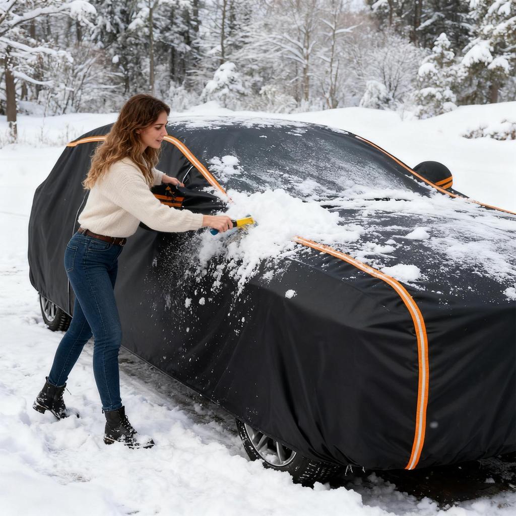 All Weather Waterproof Car Cover Heavy Duty Full Coverage Protection from Rain Sun Snow & Dust for Outdoor Parking & Long Term