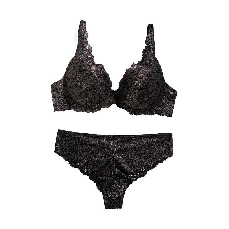 

Французский сексуальный кружевной комплект нижнего белья без стеснения, тонкий европейский и американский, с поддержкой и эффектом пуш-ап, предотвращающий провисание бюстгальтер XL чёрный