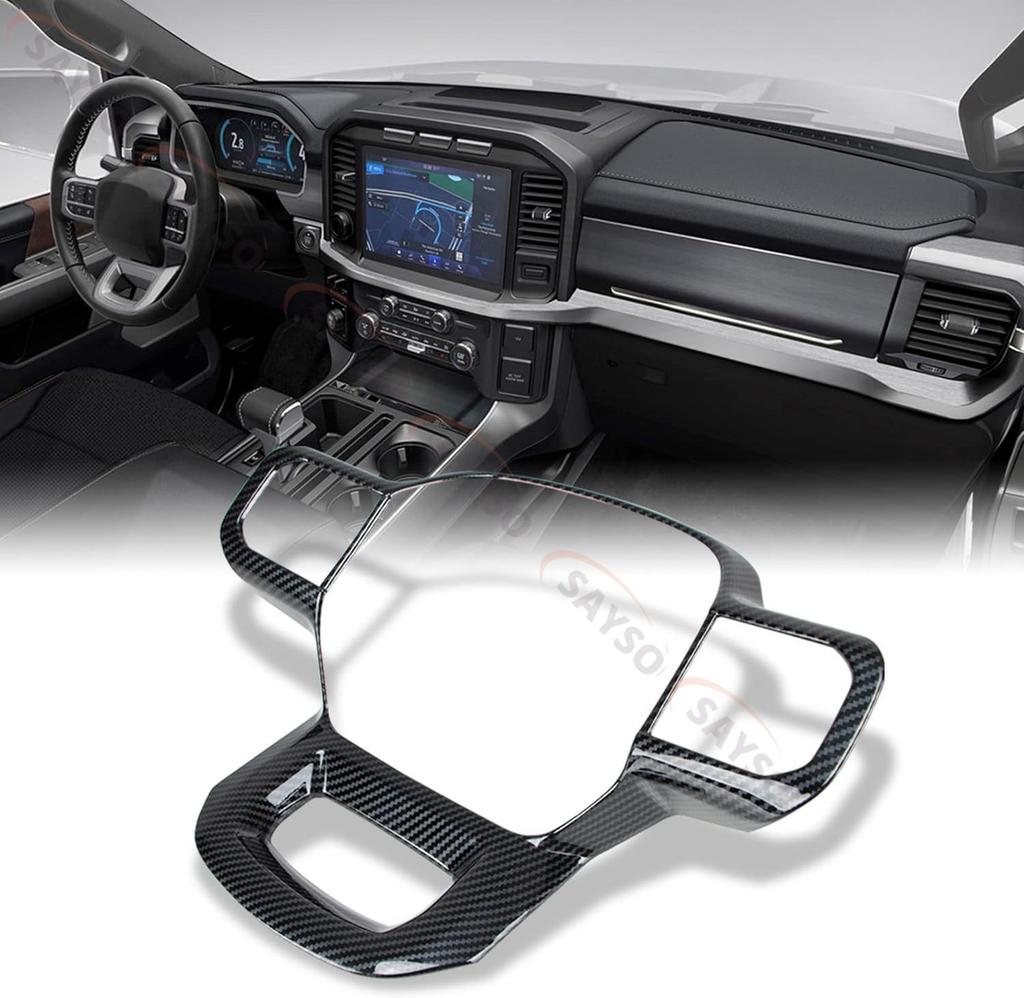 Autocollant de Garniture de Couvercle de Volant Motif Fibre de Carbone Pour Ford F150 2015-2020 Pour F250 F350 2017-2025 Accessoires Intérieurs