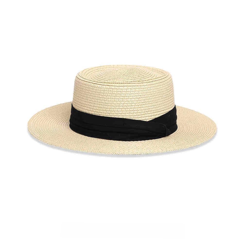 Trendy Top Flat Woven Wide Brim Straw Hat For Sun Shield And Activities Outdoor