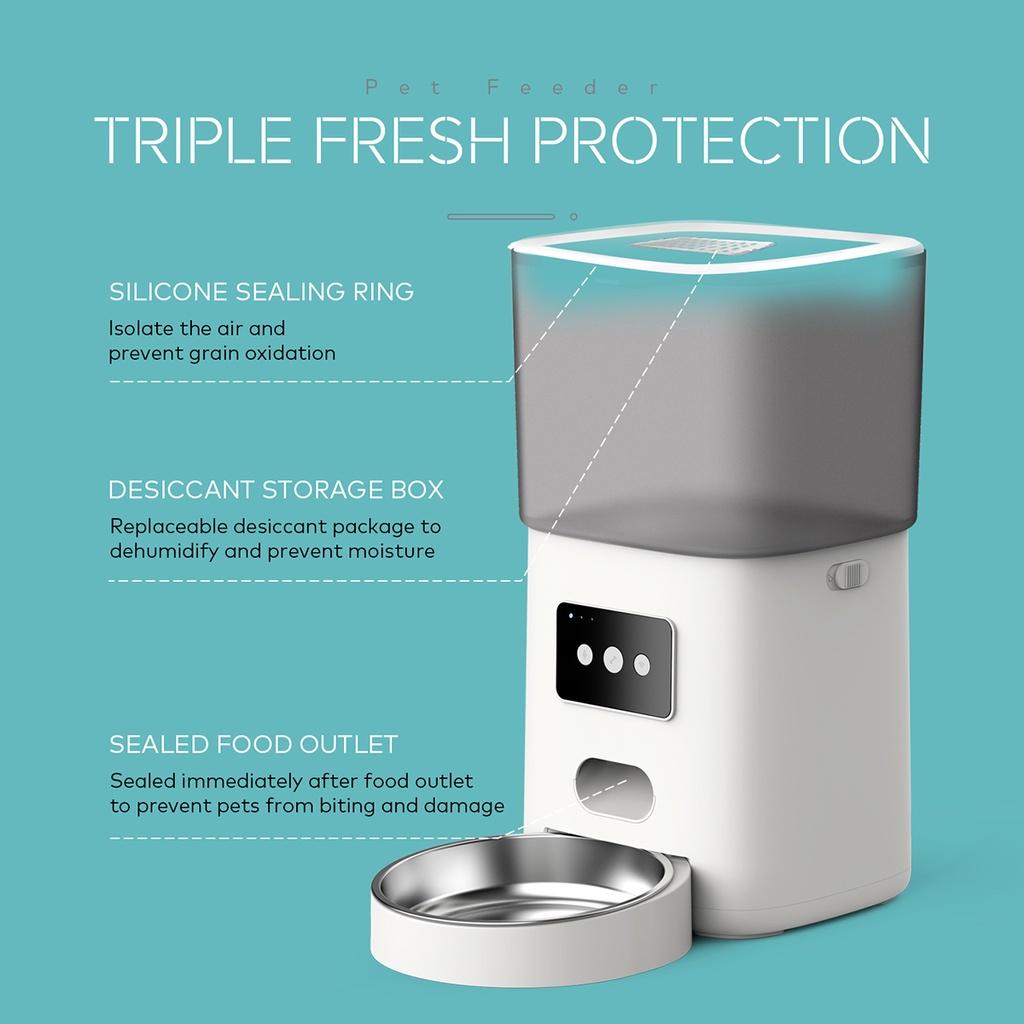 6L Automatic Pet Feeder Smart Food Dispenser For Dogs Cats Timer WIFI APP Control Stainless Steel Bowl Auto Cat Dog Pet Feeding Pet Supplies