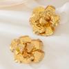 Retro Flower Stud Earrings: Gold 3D Floral Irregular Geometric Design for Women