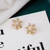 925 Silver Needle Flash Diamond Snowflake Pearl Stud Earrings, Korean Exquisite Internet Celebrity French Light Luxury Elegant Charming 