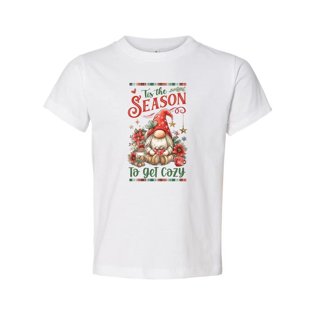 Tis the Season to Get Cozy Christmas Gnome Graphic Unisex T Shirt Holiday Tee Fo
