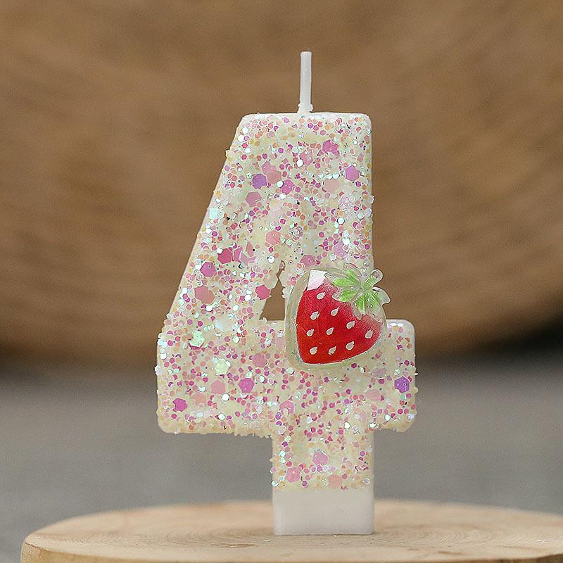 

1PC Eco-Friendly Party Supplies Kids Birthday Party Essentials Non-Toxic Age Candles Strawberry Digital Birthday Candle 7.5x4cm