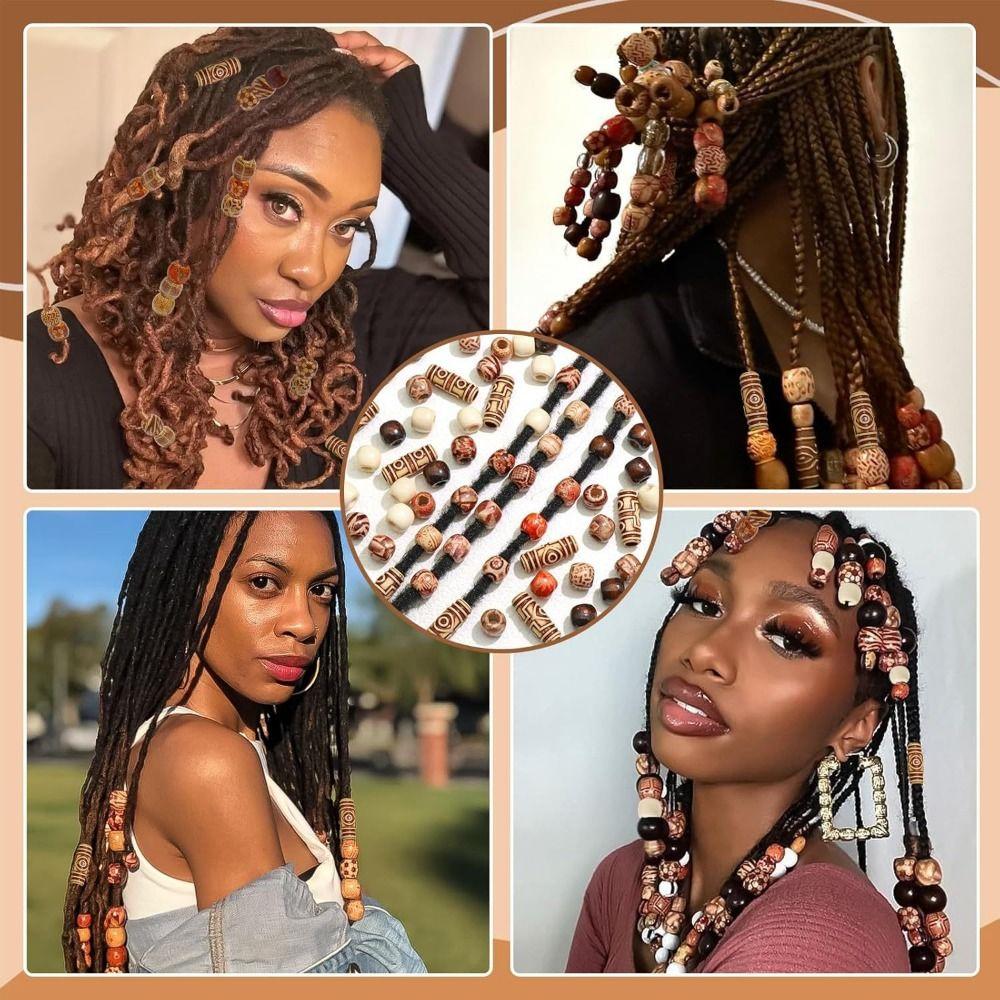 60Pcs Mixed Color Dreadlock Hair Beads Headwear Dreadlocks Hair Rings Hair Jewelry