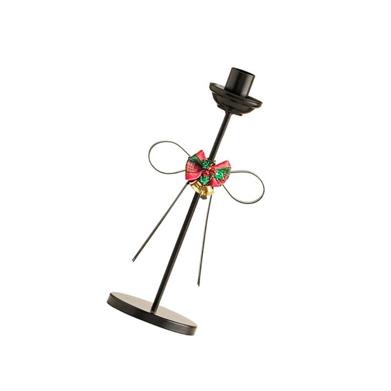 Christmas Bows Candlestick Holders Iron Metal Taper Holders Decorative Stands for Wedding,Home Decorations