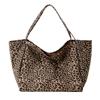 Borsa Tote Stampa Leopardo da Donna Tela Grande Capacità Borsa a Spalla per Lavoro Viaggio