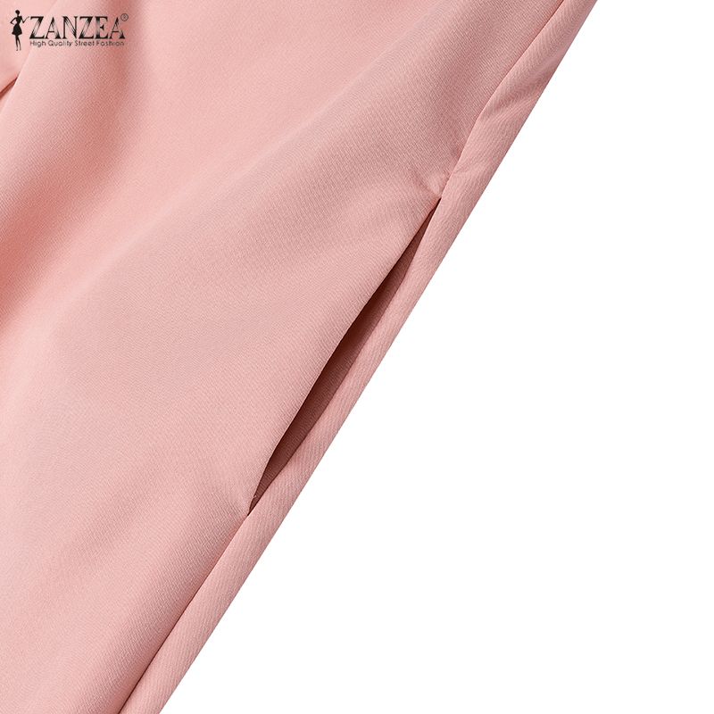 ZANZEA Women Casual Turn Down Collar Loose Long Sleeve Shirt Dress