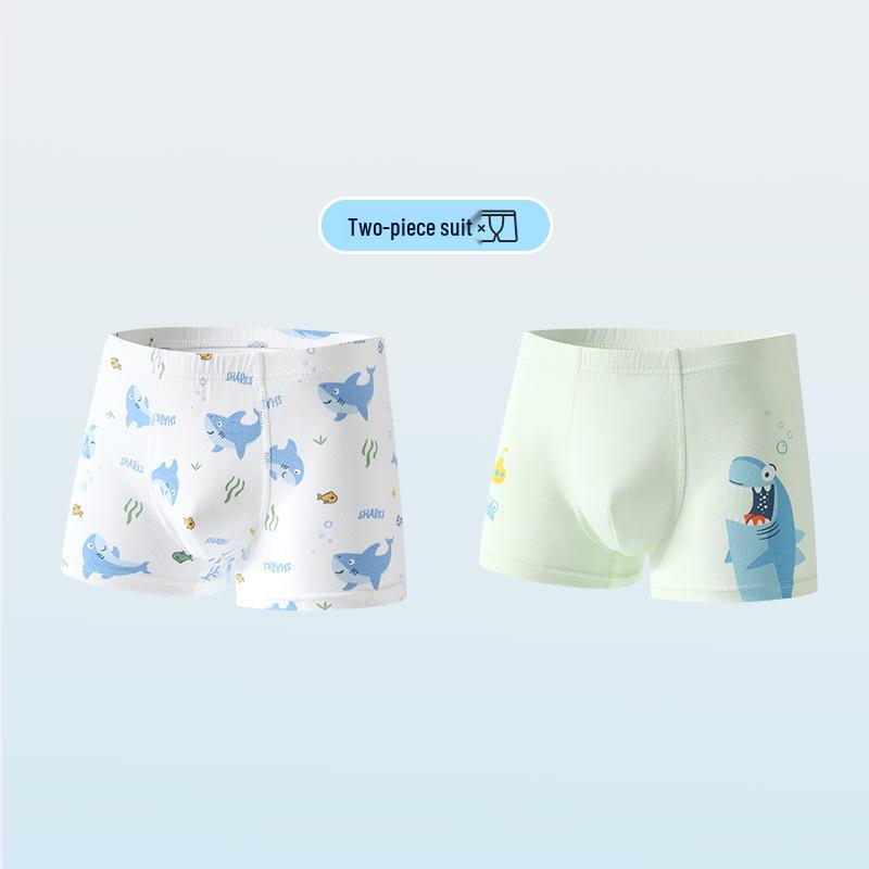 Wide Waist Non-Binding Boys' Pure Cotton Cartoon Boxer Briefs, Antibacterial Crotch, Class A, Four-Corner Design, Primary School Underwear