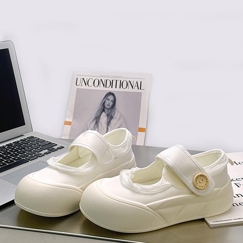 

Velcro new shallow mouth Mary Jane shoes platform big head fashion shoes fashion board shoes casual 40 белый