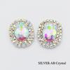 New 24*30mm Oval Flat BottomCrystal AB Sewing Rhinestones Buttons Gold Metal Applique DIY Wedding Decoration For 10Pcs/lot