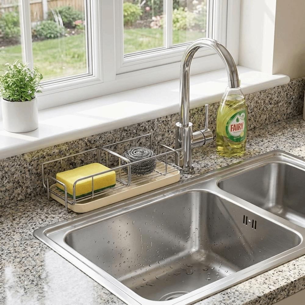 Detachable Drip Tray Sponge Holder Rustproof Metal Kitchen Organizer Household Kitchen