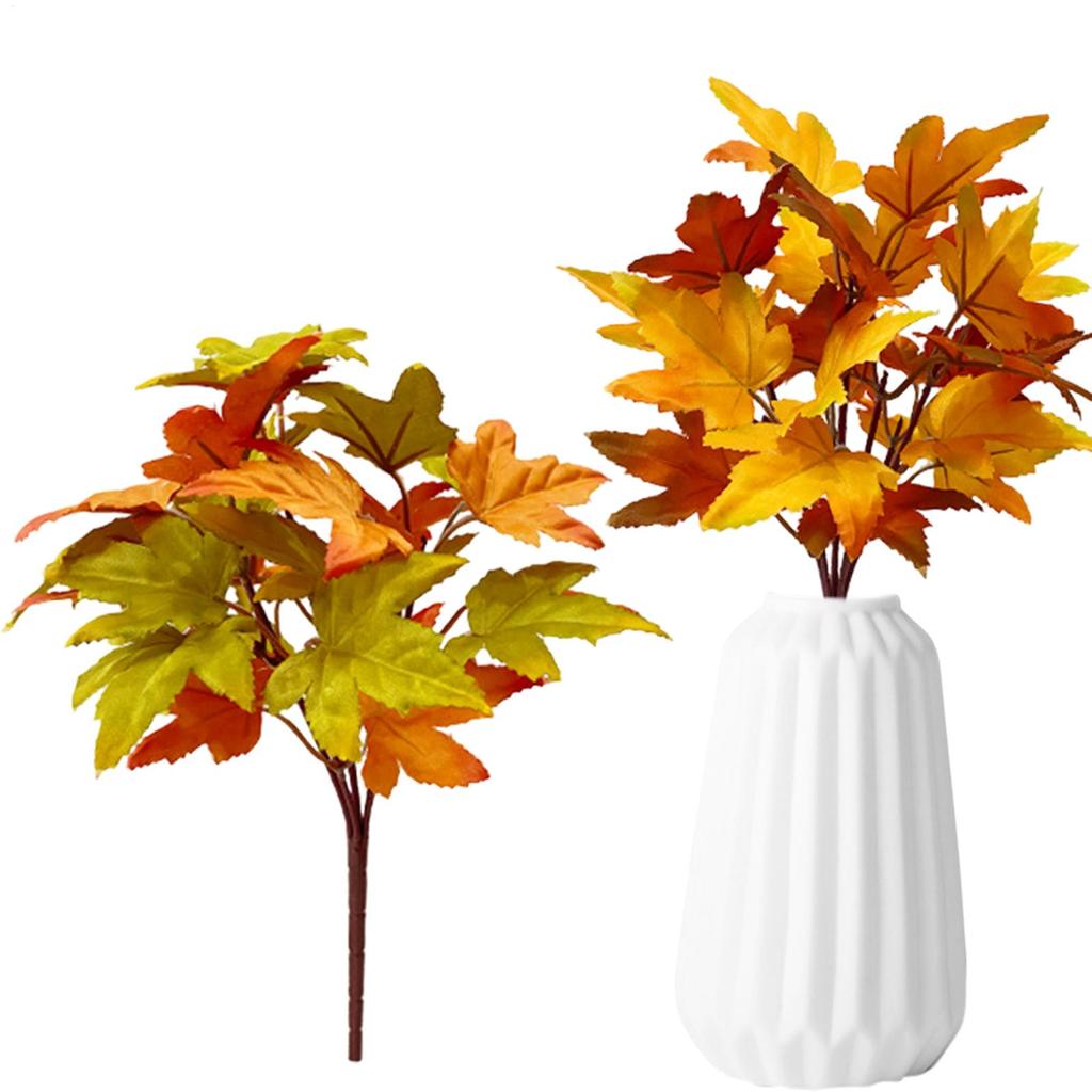2Pcs Artificial Canadian Maple Leafs Branch Autumn Rustic Wedding Decoration Accessories Fake Flower Plants Home Decoration