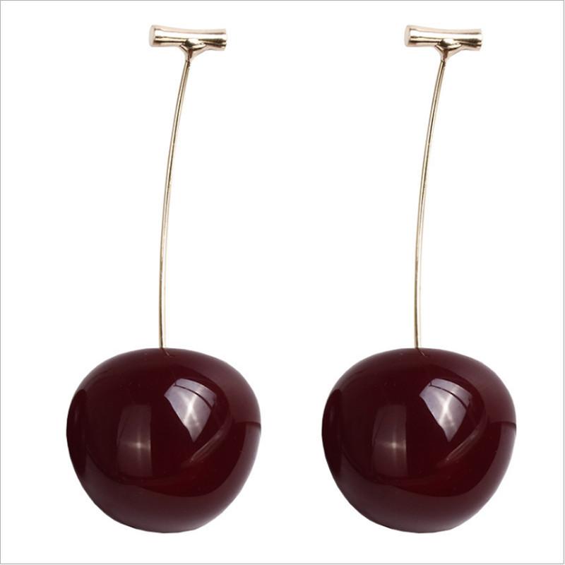 

1шт Изысканные серьги в форме вишни Модные серьги в форме сладких вишен Красные желтые серьги в виде фруктов бордовый