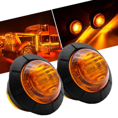 2x/10x Waterproof Round 3/4" 12V 24V Amber Side Marker Light Indicator Signal LED Lamp Trailer Truck Caravan Van Boat Camper RV