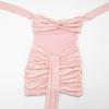 Women Casual Solid Color Mesh Patchwork Twisted Halter Short Bodycon Dress
