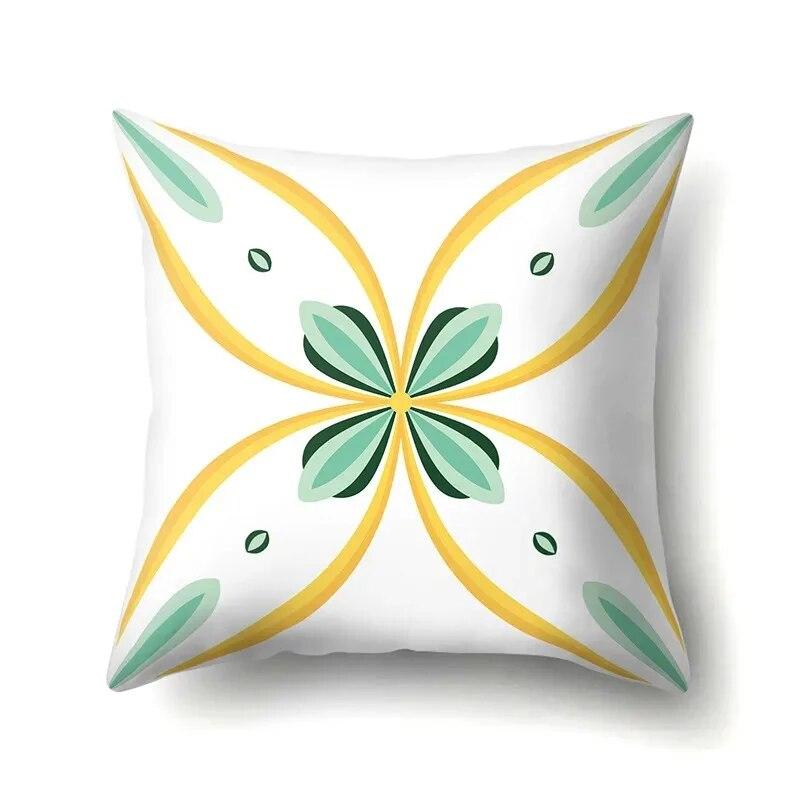 45x45cm Geometric Floral Print Pillowcase Office Chair Living Room Sofa Cushion Cover Bedroom Room Home Decoration
