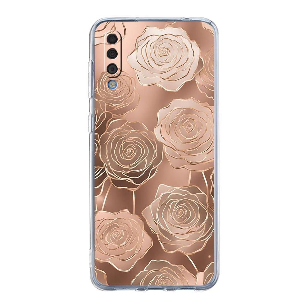 Phone Case For Samsung A16 A14 A12 A22 A32 5G A34 A42 A52 A54 A50 A70 A40 A20E A10S A20S A04S A06 Cover Beautiful Rose Gold Art