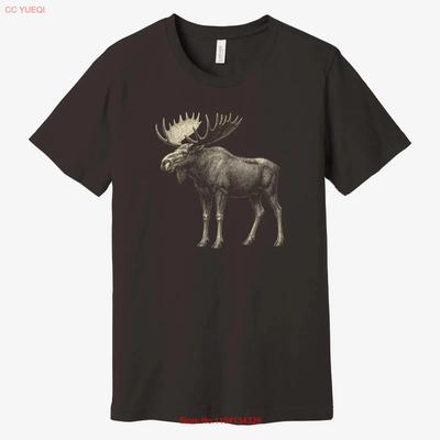 Moose T Shirt Rustic Wildlife In Vintage Linocut Style For Nature Lovers Campers And Woodland Animal Fans Vintage