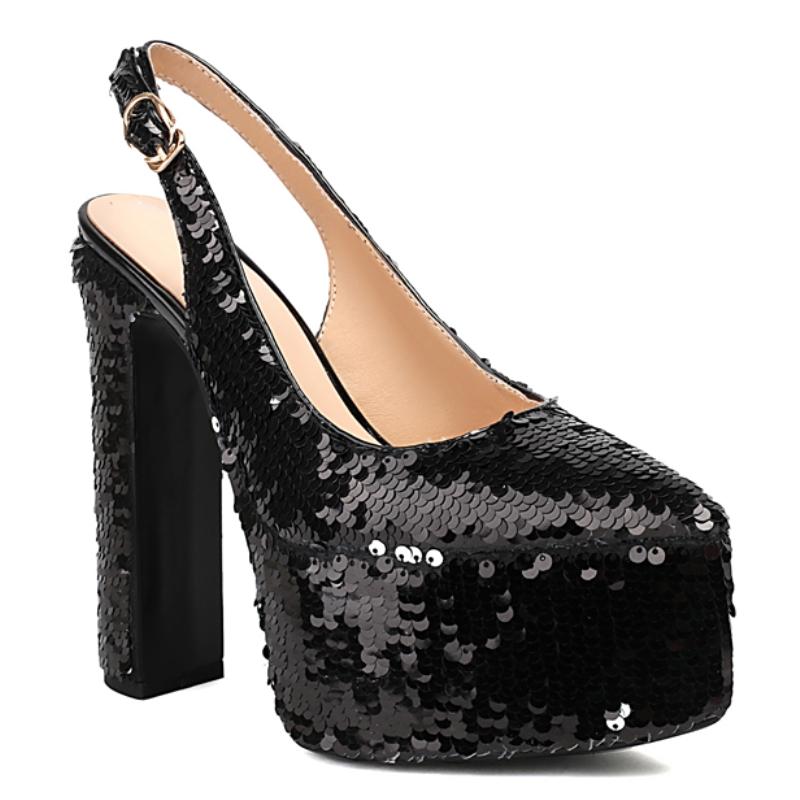 Luxussandalen Damen Sommerschuhe Plateau High Heels Slingback Gold Silber Pink Pumps Damen Hochzeit Tanz Stripperschuhe