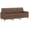 3 Piece Sofa Set with Cushions Brown Fabric
