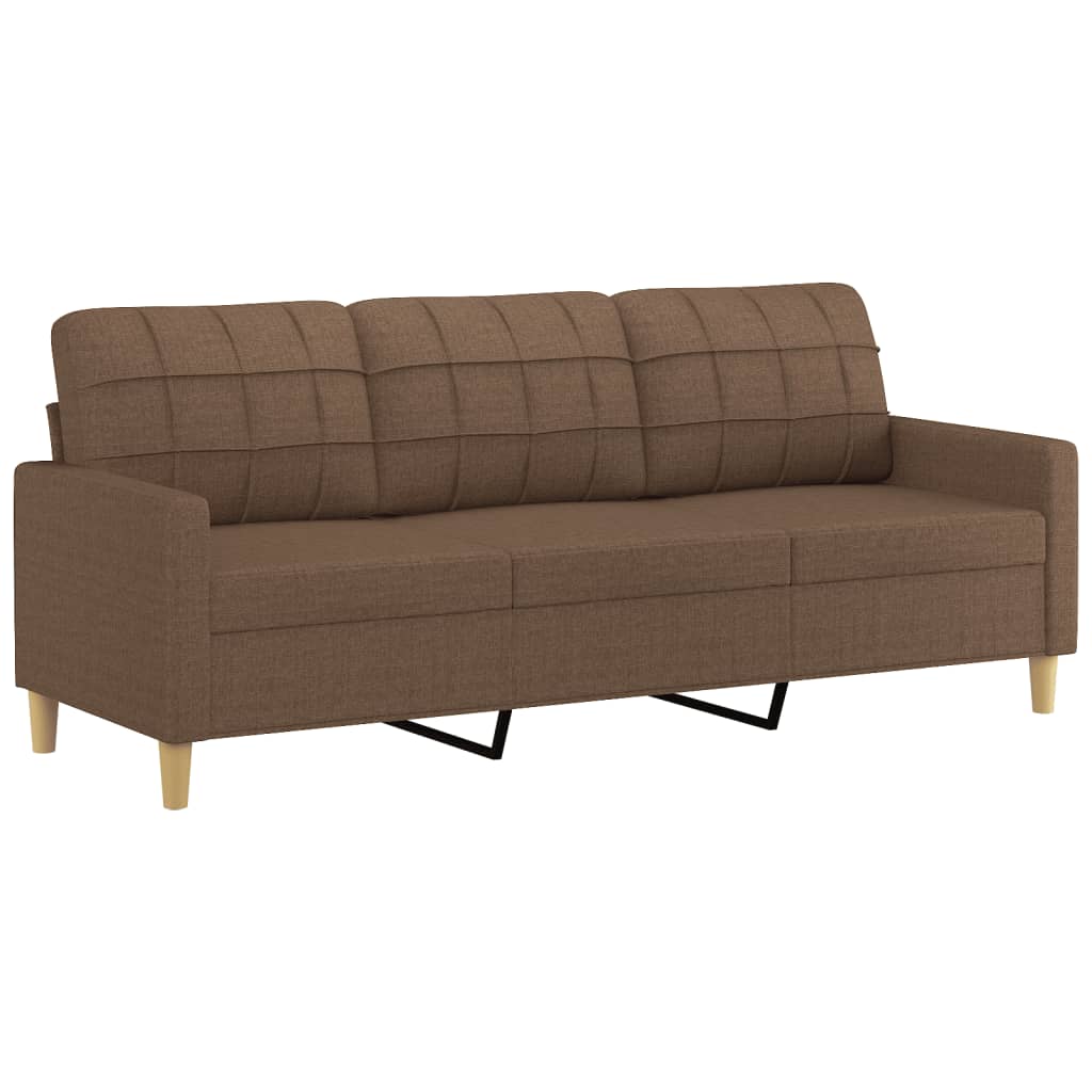 3 Piece Sofa Set with Cushions Brown Fabric