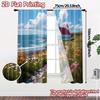 Set Of 2 Modern Flat Printing Curtains Without Rod Seaside Chapel Print Durable Polyester Curtain Thermal Made