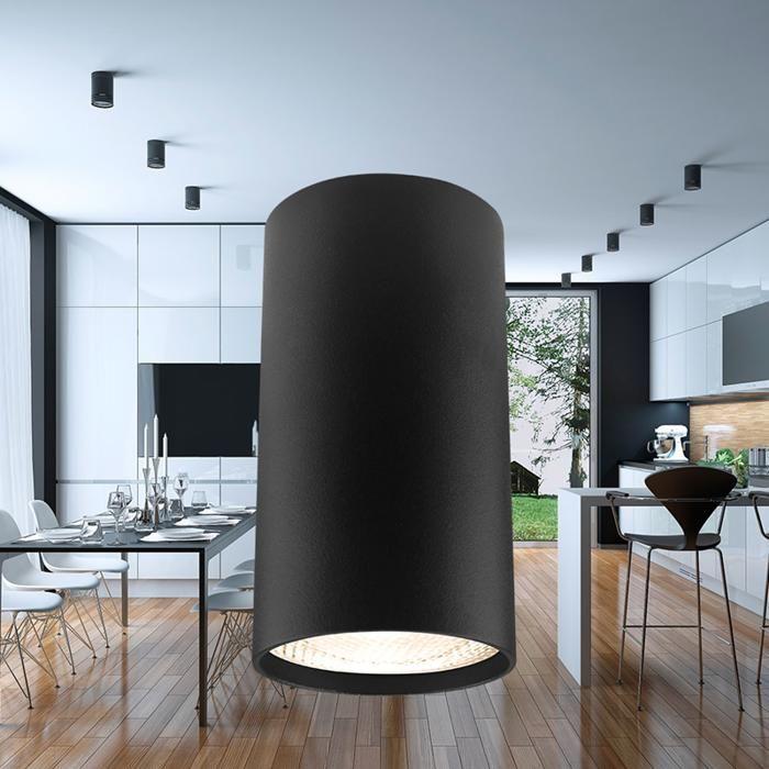 GAMA-5510B Round GU10 35W Black Aluminum Ceiling Light