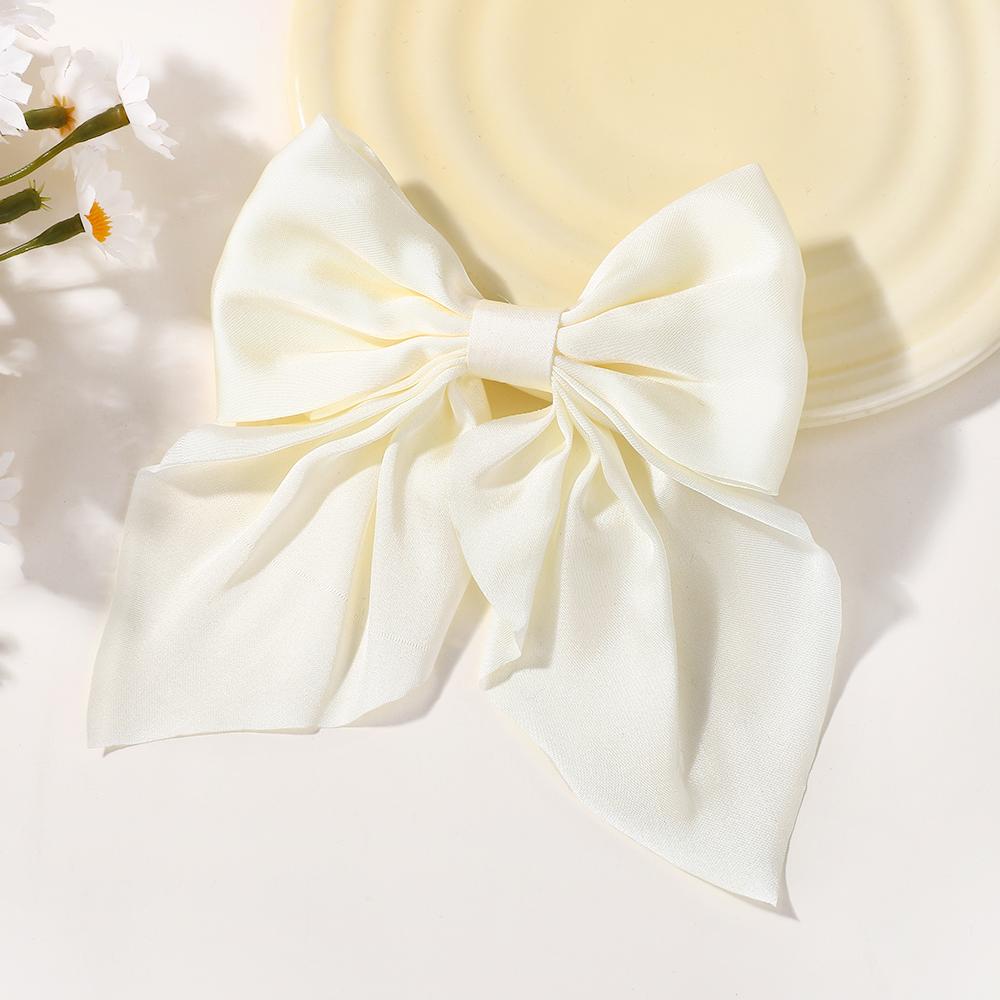 LOVEKIKI 4.9inch Elegant Hair Bows Hair Clip for Womens Fashion Ponytail Hairgripes Girls Solid Color Satin Butterfly Barrettes