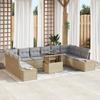 VidaXL 11-piece Garden Sofa Set with Beige Poly Rattan Cushions 3357993