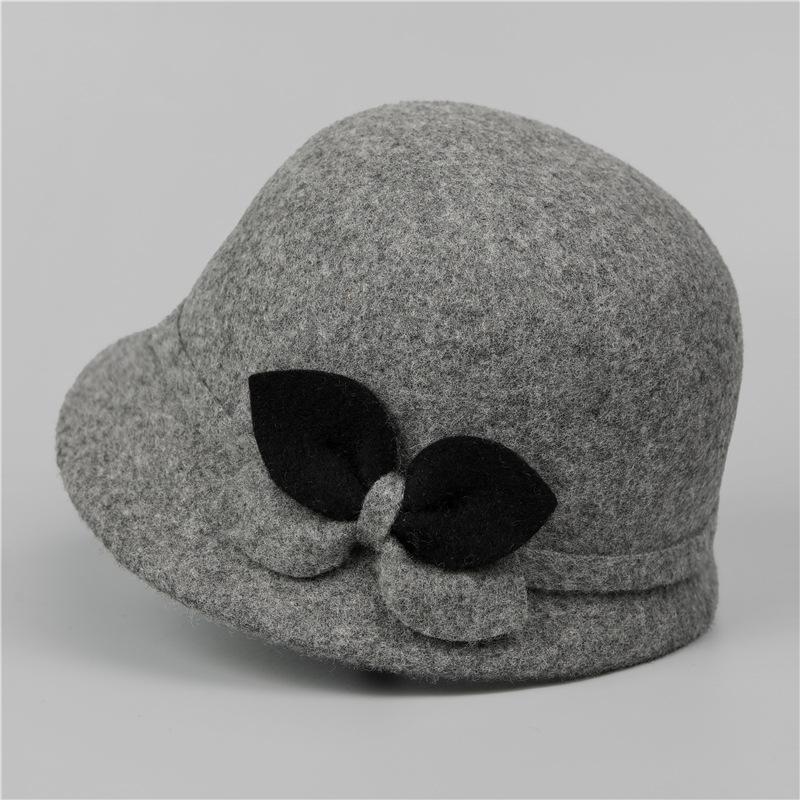 

Hat women s autumn and winter woolen woolen basin hat elegant temperament versatile thickened warm bucket hat M（56-58cm）