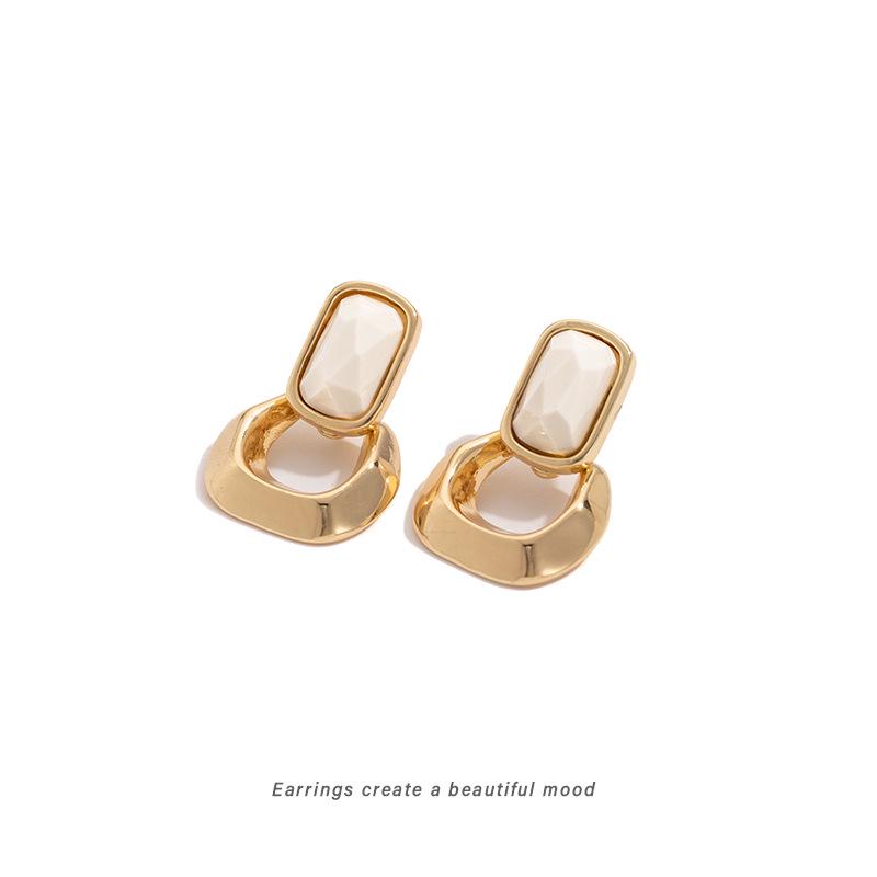 Geometric Color Block Square Earrings: Irregular, Hollow, Modern Ear Studs & Clips