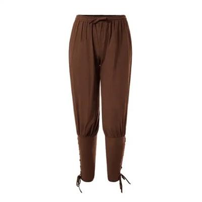 Male Spring Casual Pants Solid Color Folding Fashion Legging Lace-up Design Elastic Waist Street Trend Trousers