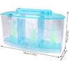 Three Areas Small Aquarium, Transparent Fish Tank, Desktop with Water Change Valve with LED Light for Betta Small Fishes(Blue)