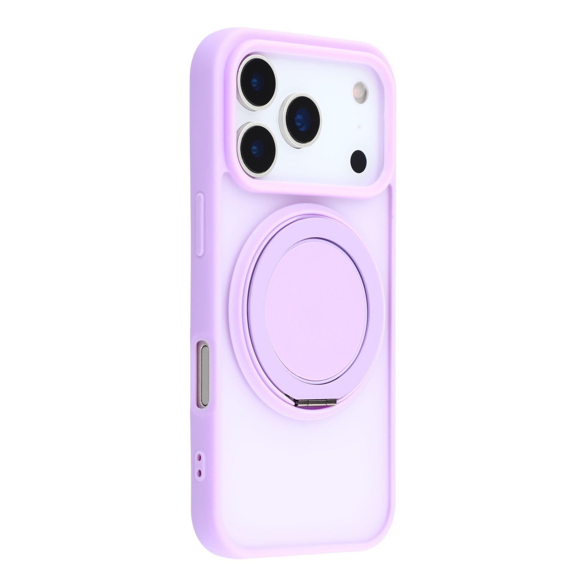 

For iPhone 17 Pro Max Case Rotating Metal Kickstand Skin Touch TPU PC Phone Back Cover