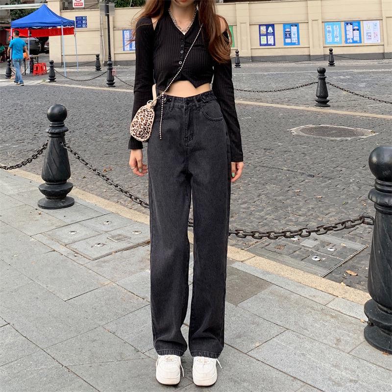 Retro High-Waist Women's Wide-Leg Jeans: Slim, Loose, Korean-Style