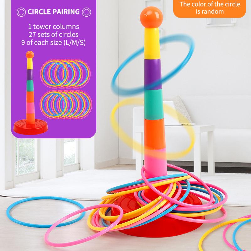 Stackable Ferrule Ring Toss Game 10PCS Kids Educational Throwing Circle Toy Gift for Indoor Outdoor Family Fun A4