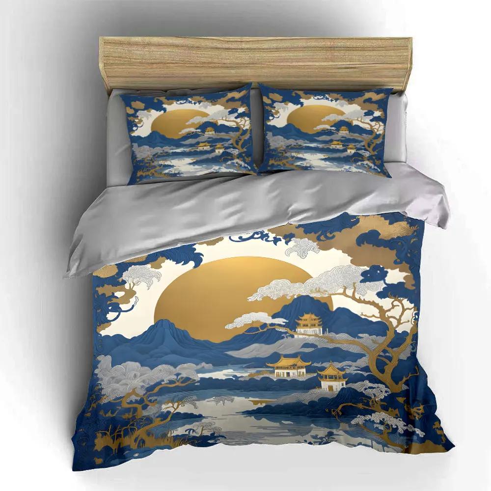 "Oriental Landscape Art Decor 3PC" Multiple Sizes Kid's and Adults' Bedroom Exquisite 3PC Bedding Set Gift