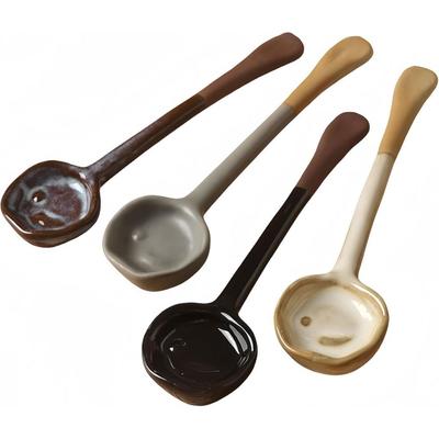 High Quality Vintage Ceramic Spoon Handmade Long-Handle Coffee Scoop Tea Scoop Afternoon Tea