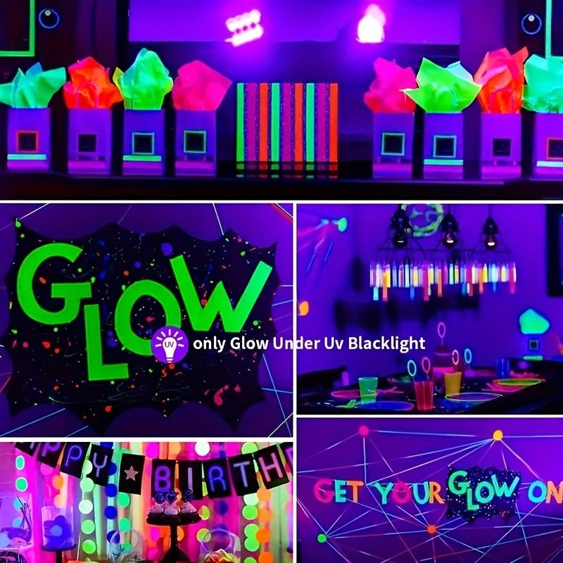 6 ks Neonově zářící páska, 6 barev - Vodotěsná, UV reaktivní fluorescenční samolepka, Reflexní bezpečnostní výstražná páska